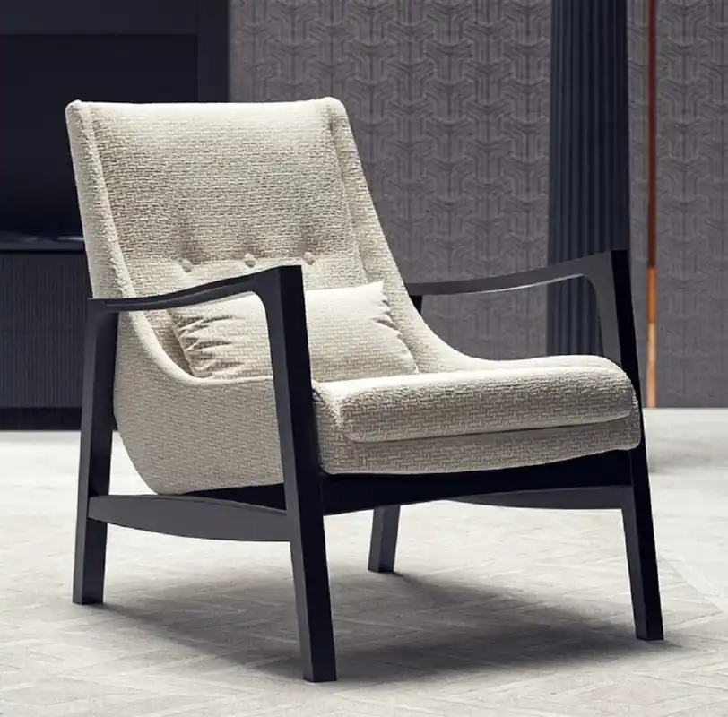 Casa Padrino luxury armchair cream white / matt black 71 x 78 x H. 92 cm - Living room armchair - Hotel armchair - Living room furniture - Hotel furniture - Luxury furniture - Luxury furnishings Finale Aktion