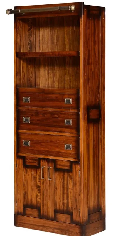 Rabatt Casa Padrino luxury vintage style bookcase brown / brass 70 x 34 x H. 185 cm - Living room cabinet - Office cabinet - Living room furniture - Office furniture - Luxury vintage style furniture