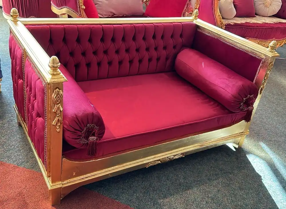 Casa Padrino baroque dog bed purple / gold - Handmade antique style dog bed - Magnificent dog furniture in baroque style - Antique style pet furniture - Baroque pet furniture Preisknaller