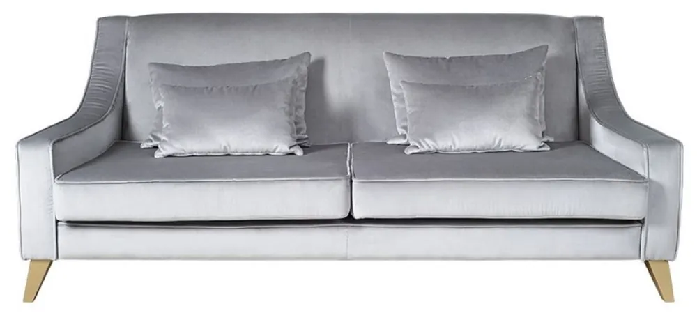 Top-Seller Casa Padrino luxury neoclassic sofa silver / gold 202 x 94 x H. 85 cm - Living room sofa - Hotel sofa - Living room furniture - Hotel furniture - Luxury furniture - Neoclassic furniture