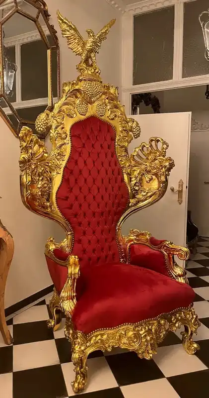 Preis Gesenkt Casa Padrino baroque throne armchair with noble eagle sculpture bordeaux red / gold - Handmade baroque royal armchair - Magnificent wedding armchair - Baroque giant armchair - Baroque furniture