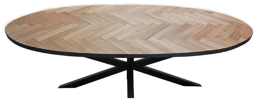 Casa Padrino luxury solid wood dining table natural / black 240 x 100 x H. 76 cm - Oval solid wood kitchen table - Dining room furniture - Solid wood furniture - Luxury furniture Angebot