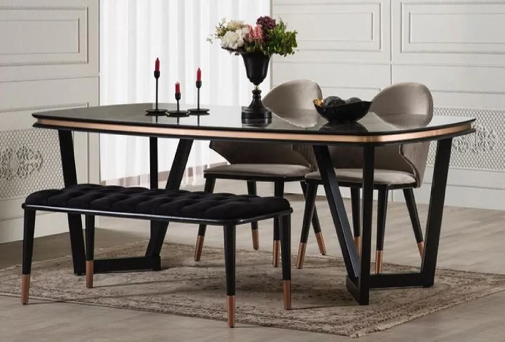 Casa Padrino luxury dining table black / copper 207 x 104 x H. 78 cm - Rectangular kitchen table - Dining room furniture - Dining room furnishings - Luxury furniture - Luxury furnishings Mega-Angebot