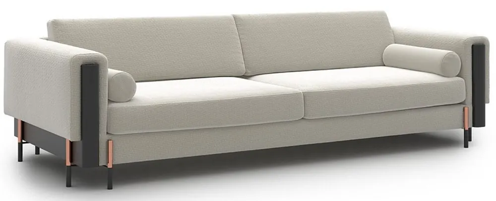 Highlight Casa Padrino luxury sofa cream white / matt black / copper 220 x 107 x H. 78 cm - Living room sofa - Hotel sofa - Living room furniture - Hotel furniture - Luxury furniture - Living room furniture