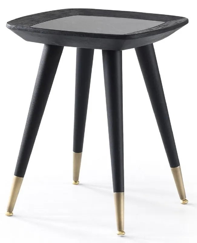 Neu Casa Padrino luxury side table black / green / antique brass 45 x 45 x H. 53 cm - Square table with marble top - Living room furniture - Hotel furniture - Luxury furniture