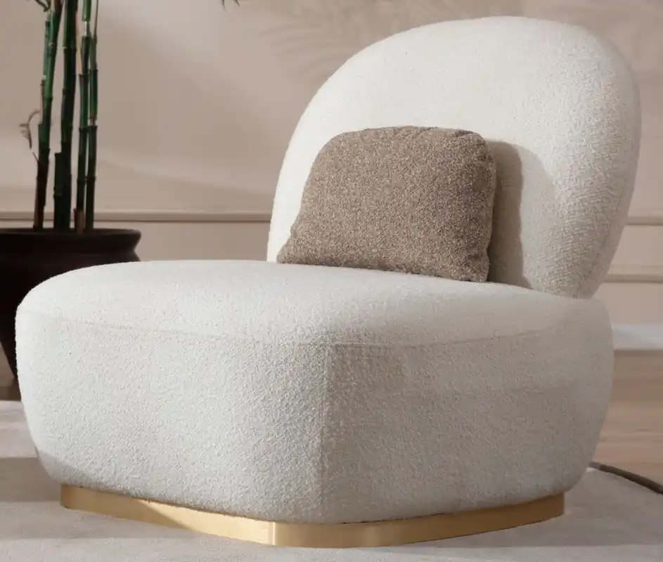 Nur Für Kurze Zeit Casa Padrino luxury armchair white / brass 87 x 102 x H. 85 cm - Living room armchair - Hotel armchair - Living room furniture - Hotel furniture - Luxury furniture - Luxury furnishings