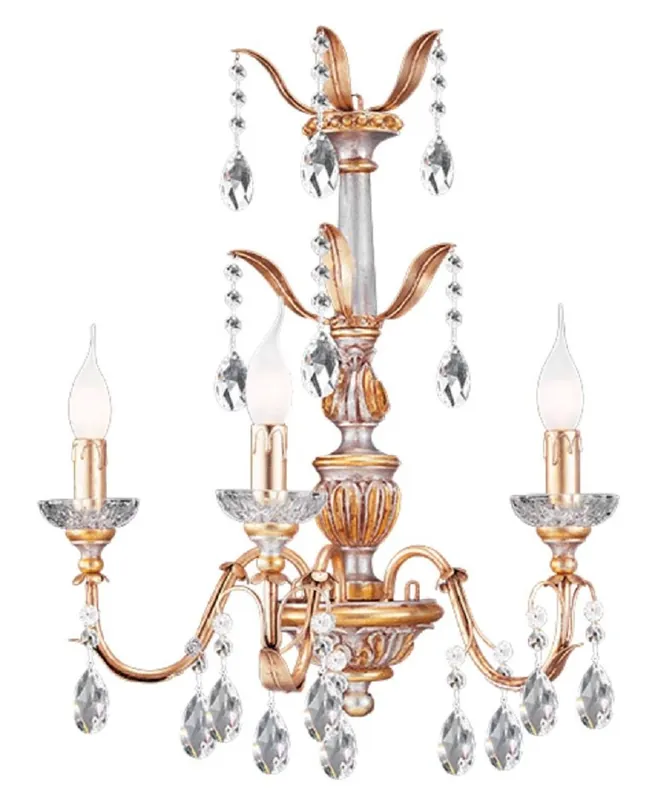 Casa Padrino luxury baroque wall lamp gold with patina / silver 45 x 28 x H. 64 cm - Elegant baroque style wall lamp - Baroque lights - Luxury quality - Made in Italy Direkt Vom Hersteller
