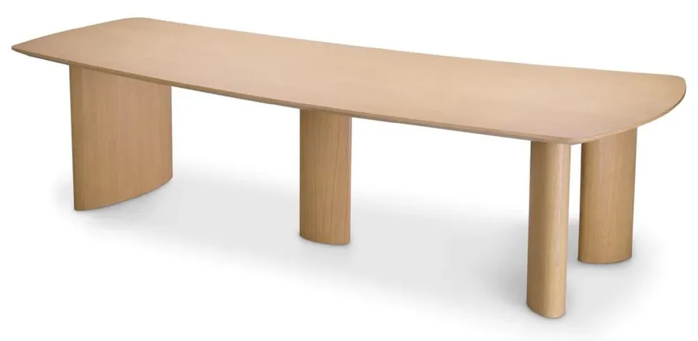 Must-Have Casa Padrino luxury dining table natural 300 x 120 x H. 76.5 cm - Solid wood kitchen table with slightly curved tabletop - Dining room furniture - Luxury furniture - Luxury furnishings