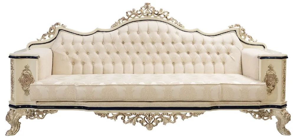 Rabatt Casa Padrino luxury baroque sofa white / cream / black / antique gold - Baroque style living room sofa with elegant pattern - Luxury living room furniture in baroque style - Baroque furniture