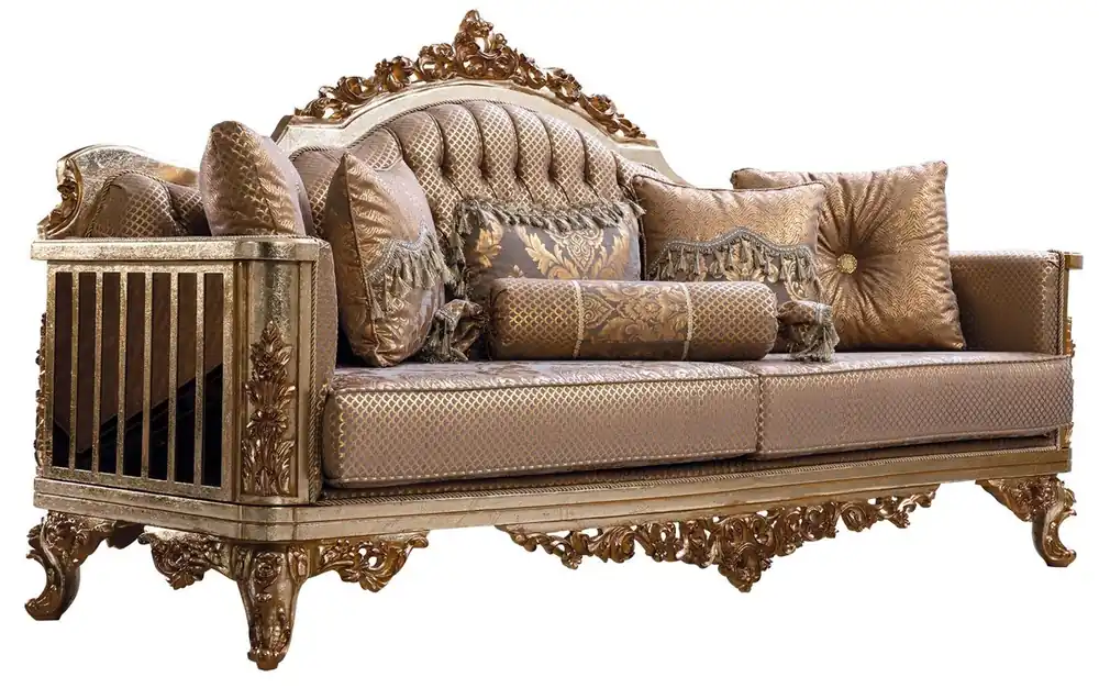 Casa Padrino luxury baroque sofa copper / antique silver / gold - Baroque style living room sofa with elegant pattern - Luxury living room furniture in baroque style - Baroque furniture Geprüft