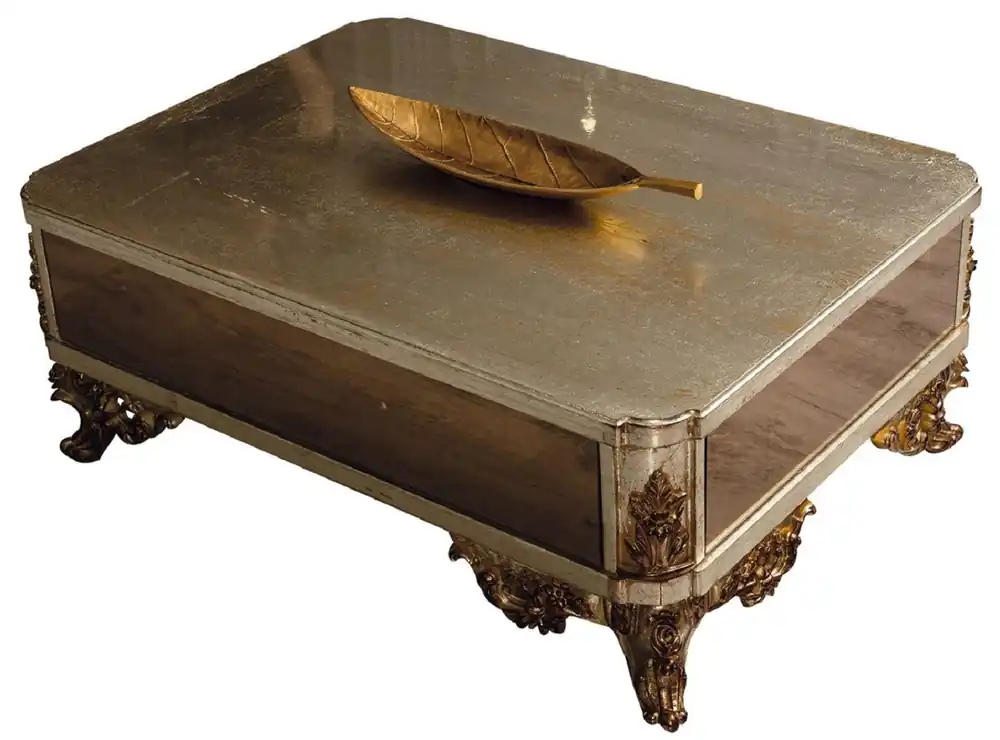Letzte Chance Casa Padrino luxury baroque coffee table antique silver / copper / gold - Mirrored baroque style living room table - Baroque style living room furniture - Luxury furniture in baroque style