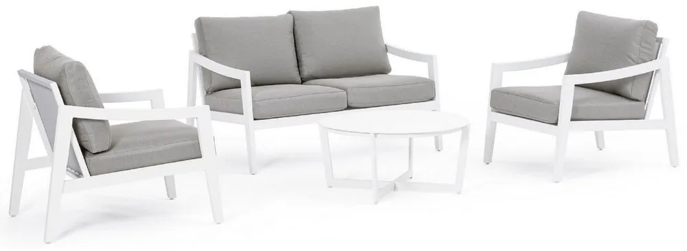 Casa Padrino luxury garden furniture set gray / white - 1 Luxury Garden Sofa & 2 Luxury Garden Armchairs & 1 Luxury Garden Table - Garden furniture - Patio furniture - Luxury furniture Rabatt