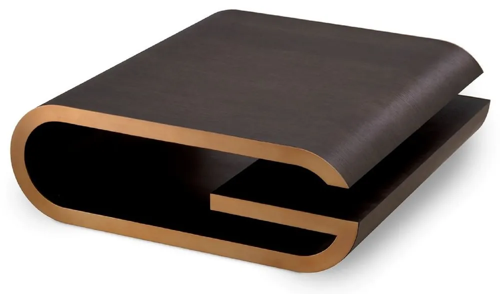 Casa Padrino luxury coffee table mocha / brass 100 x 100 x H. 33 cm - Designer living room table - Living room furniture - Luxury furniture - Designer furniture - Luxury furnishings Top-Angebot