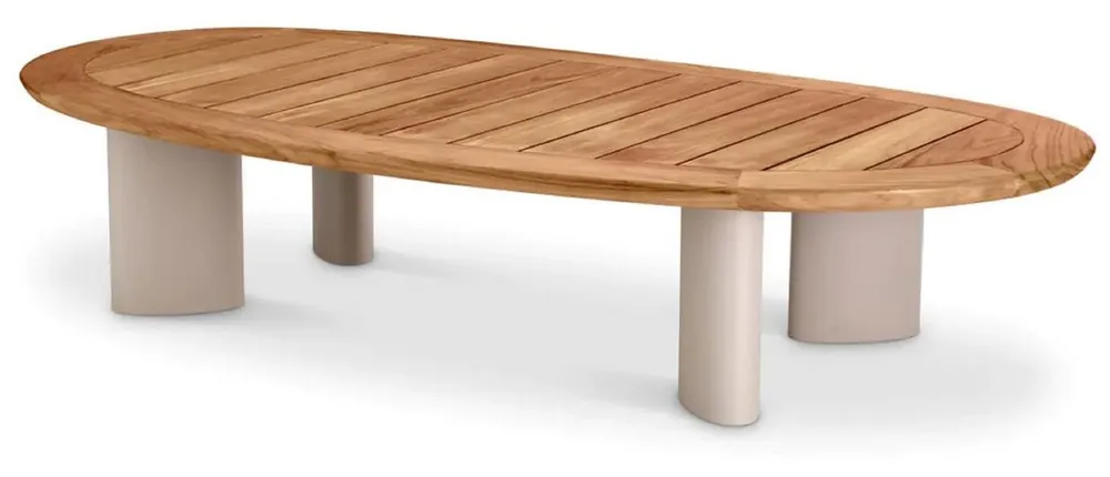 Casa Padrino luxury garden table natural / sand 170.5 x 85 x H. 34.5 cm - Garden coffee table with teak top and aluminum legs - Garden & patio furniture - Luxury quality Geprüft