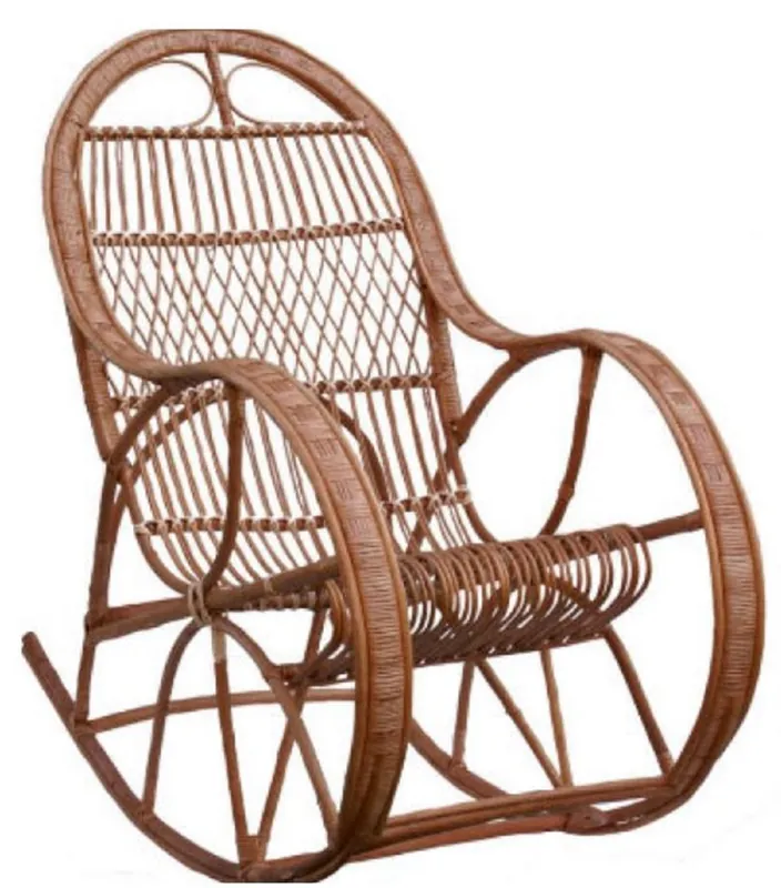 Casa Padrino luxury rocking armchair brown 53 x 120 x H. 115 cm - Handmade rattan rocking chair with armrests - Living room furniture - Garden furniture - Rattan furniture - Luxury furniture Rabatt