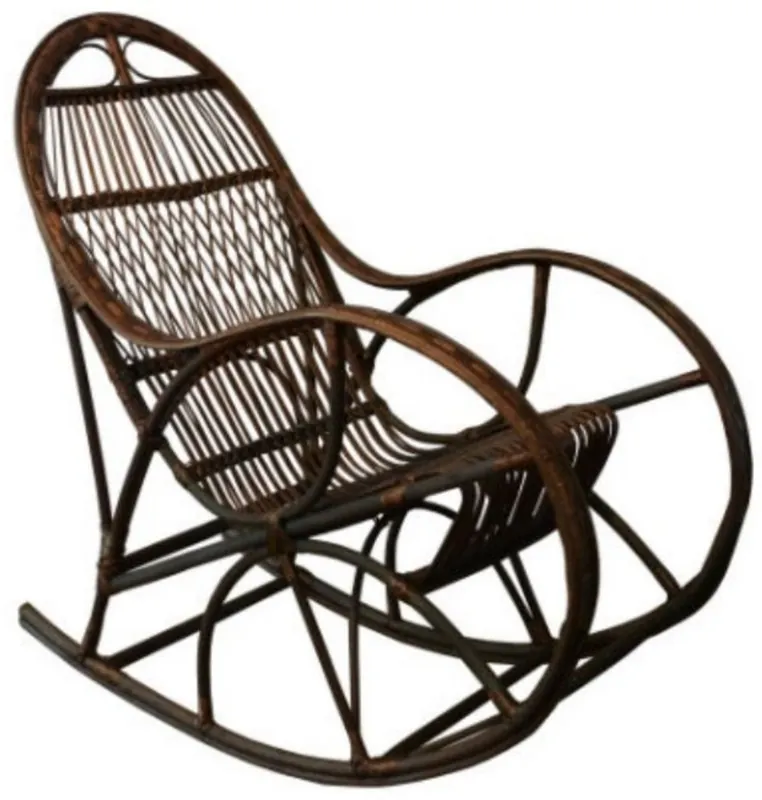 Top-Angebot Casa Padrino luxury rocking armchair dark brown 53 x 120 x H. 115 cm - Handmade rattan rocking chair with armrests - Living room furniture - Garden furniture - Rattan furniture - Luxury furniture