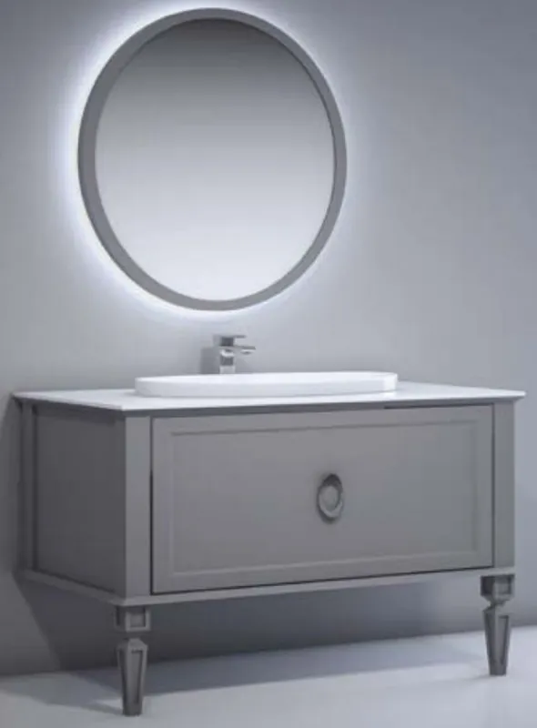 Casa Padrino luxury baroque bathroom set matt gray / white - 1 Baroque Washstand with Ceramic Washbasin & 1 Baroque LED Wall Mirror - Baroque bathroom furniture Jetzt Kaufen