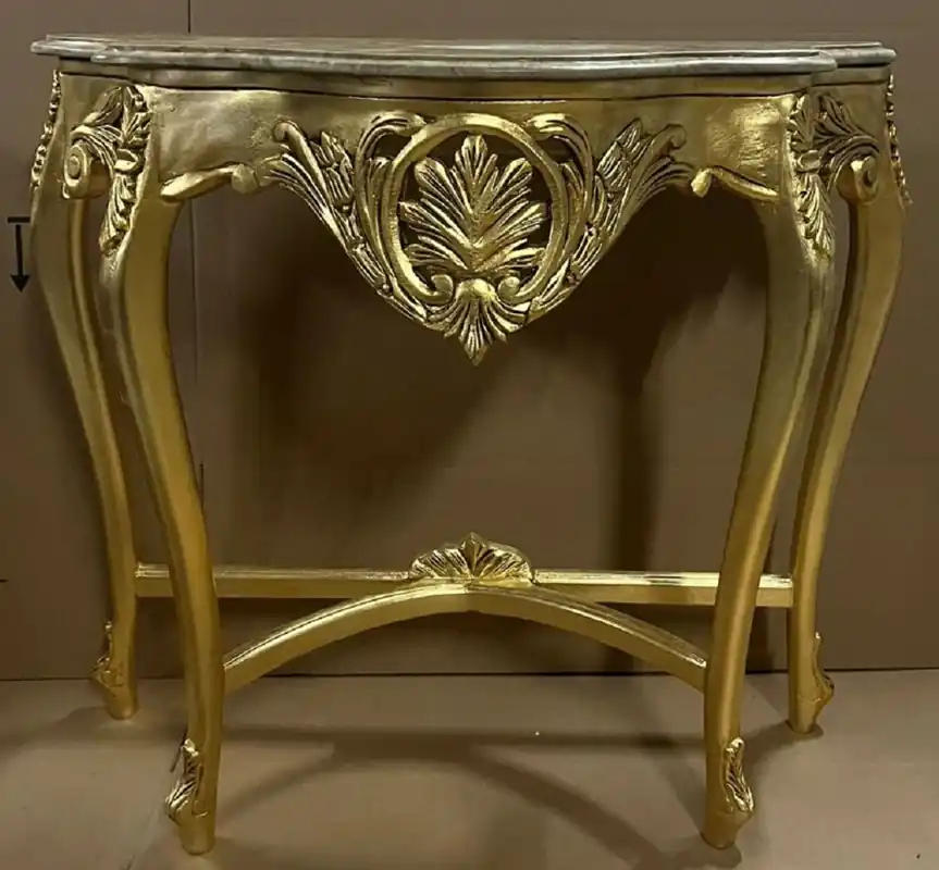 Casa Padrino baroque console gold / gray - Handmade solid wood console table with marble top - Antique style console - Antique style furniture - Baroque furniture - Baroque furnishings Expressversand
