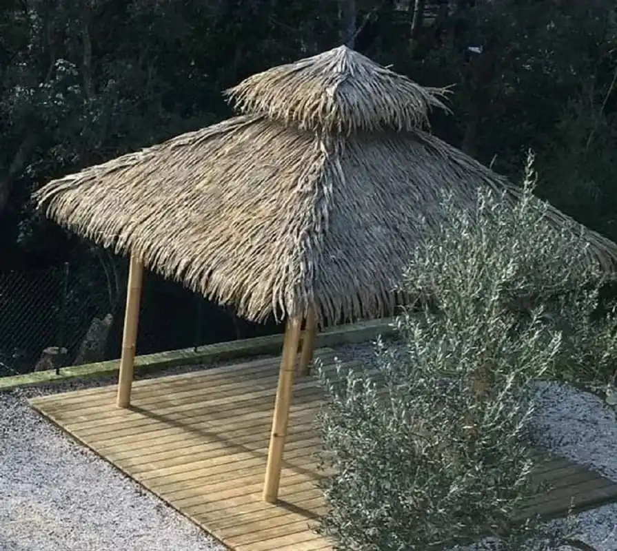 Schnäppchen Casa Padrino Luxury Bamboo Garden Gazebo Natural 400 x 400 x H. 380 cm - Weather Resistant Gazebo - Garden Furniture - Bamboo Furniture - Luxury Furniture
