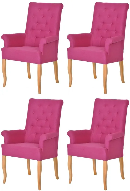 Solange Der Vorrat Reicht Casa Padrino Chesterfield Neo Baroque dining room chair set of 4 pink / natural - Kitchen chairs with armrests - Dining room furniture - Chesterfield furniture - Neo baroque furniture