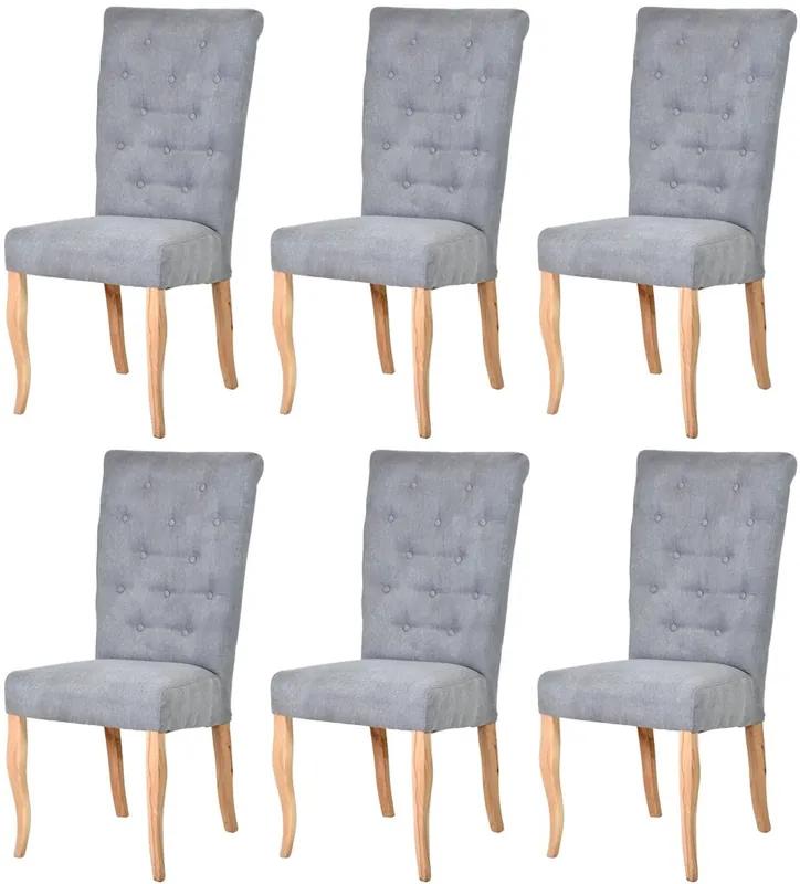 Casa Padrino Chesterfield Neo Baroque dining room chair set of 6 gray / natural - Kitchen chairs set - Chesterfield dining room furniture - Neo baroque dining room furniture Solange Der Vorrat Reicht