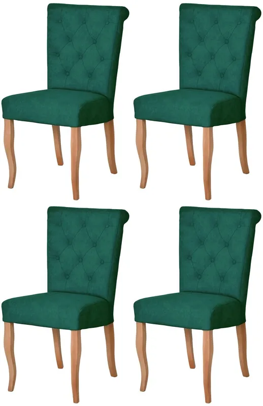 Neu Im Sortiment Casa Padrino Chesterfield Neo Baroque dining room chair set of 4 dark green / natural - Kitchen chairs set - Chesterfield dining room furniture - Neo baroque dining room furniture