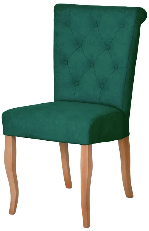 Knallerangebot Casa Padrino Chesterfield Neo Baroque Dining Chair Dark Green / Natural - Chesterfield Neo Baroque Kitchen Chair - Dining Room Furniture - Chesterfield Furniture - Neo Baroque Furniture