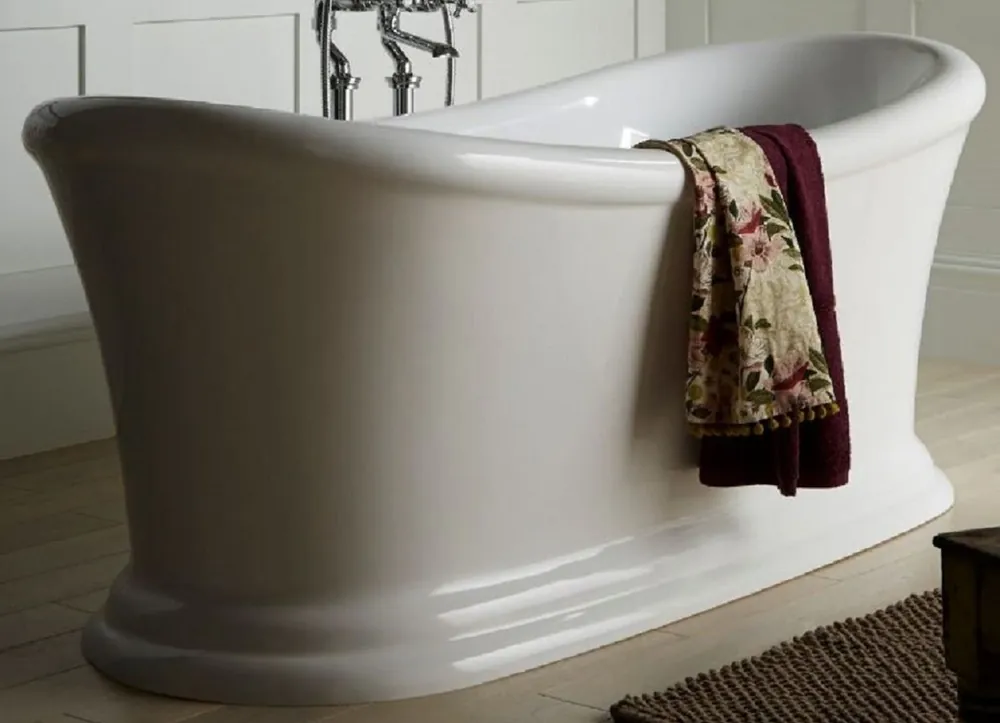 Neu Casa Padrino luxury Art Nouveau acrylic bathtub white 177.5 x 88.5 x H. 74.5 cm - Curved freestanding retro antique bathtub - Baroque & Art Nouveau Bathroom Furniture