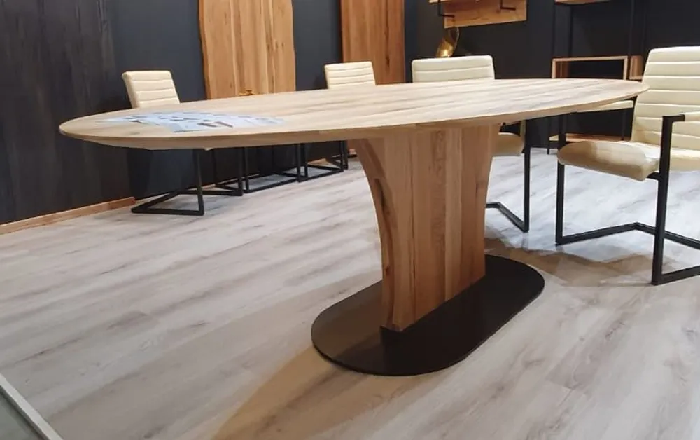 Casa Padrino luxury dining table natural / black 240 x 120 x H. 77 cm - Oval solid wood kitchen table - Solid wood furniture - Dining room furniture - Luxury furniture - Luxury furnishings Heißes Angebot