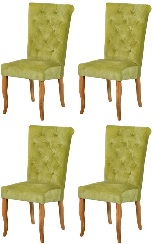 Highlight Casa Padrino Chesterfield Neo Baroque dining room chair set of 4 light green / natural - Kitchen chairs set - Chesterfield dining room furniture - Neo baroque dining room furniture
