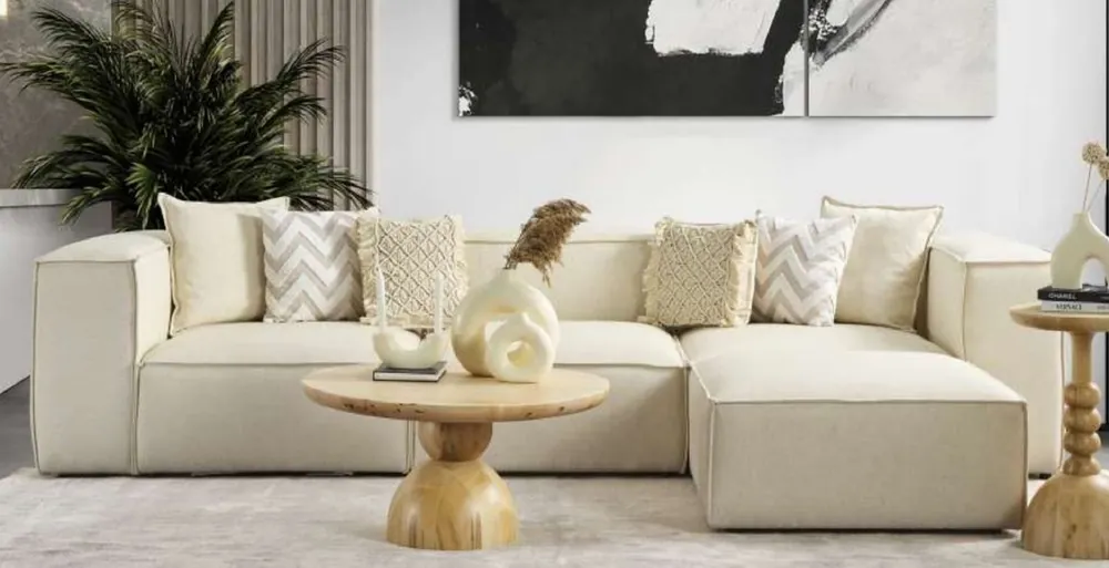 Casa Padrino luxury corner sofa ivory 315 x 200 x H. 80 cm - Living room sofa - Living room furniture - Luxury furniture - Luxury living room furnishings Bestpreis