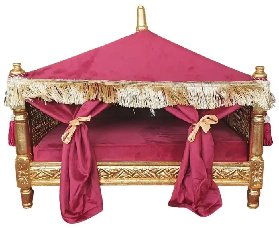 Sonderaktion Casa Padrino baroque dog bed bordeaux red / gold - Handmade antique style dog bed - Magnificent dog furniture in baroque style - Antique style pet furniture - Baroque pet furniture