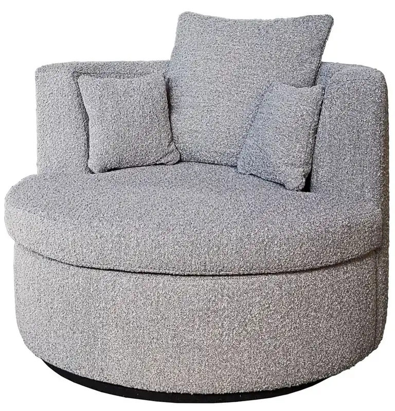 Casa Padrino luxury swivel armchair gray / black Ø 95 x H. 89 cm - Round living room armchair - Hotel armchair - Living room furniture - Hotel furniture - Luxury furniture - Luxury quality Letzte Chance