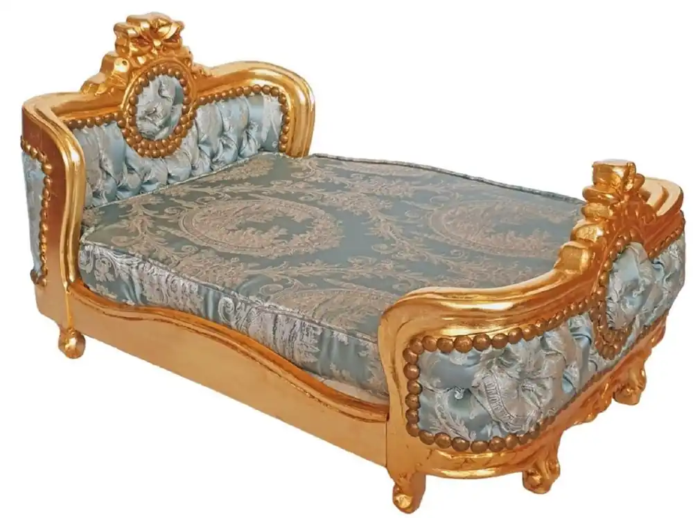 Versand Am Gleichen Tag Casa Padrino baroque dog bed green pattern / gold - Handmade antique style dog bed - Magnificent dog furniture in baroque style - Antique style pet furniture - Baroque pet furniture