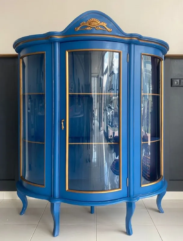 Mega-Angebot Casa Padrino luxury baroque display cabinet blue / gold - Baroque style showcase with glass door - Luxury dining room furniture in baroque style - Baroque dining room furniture