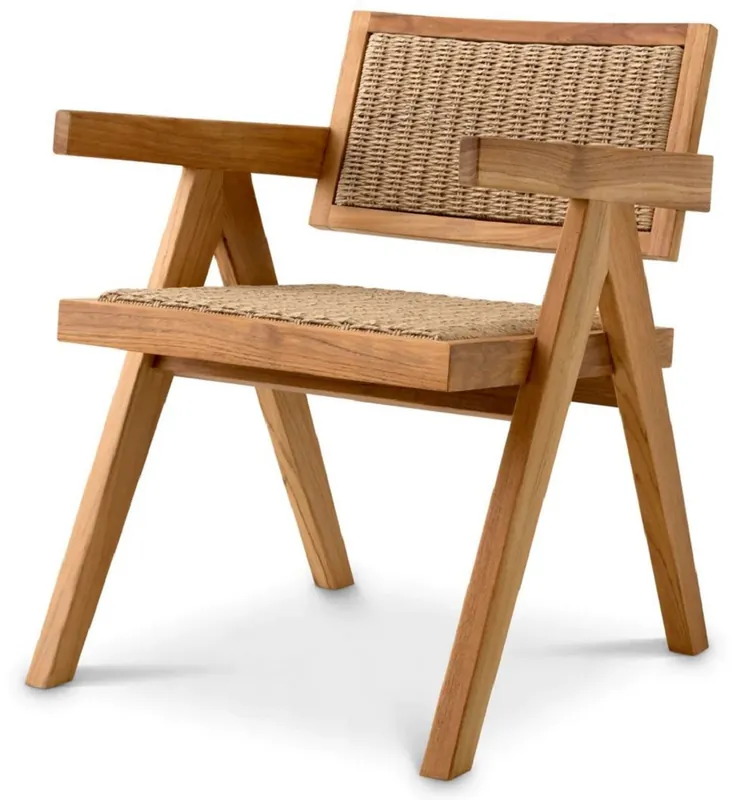 Begrenztes Angebot Casa Padrino Luxury Teak Dining Chair with Armrests Natural 56 x 65.5 x H. 78 cm - Garden Chair - Patio Chair - Garden Furniture - Dining Room Furniture - Luxury Teak Furniture