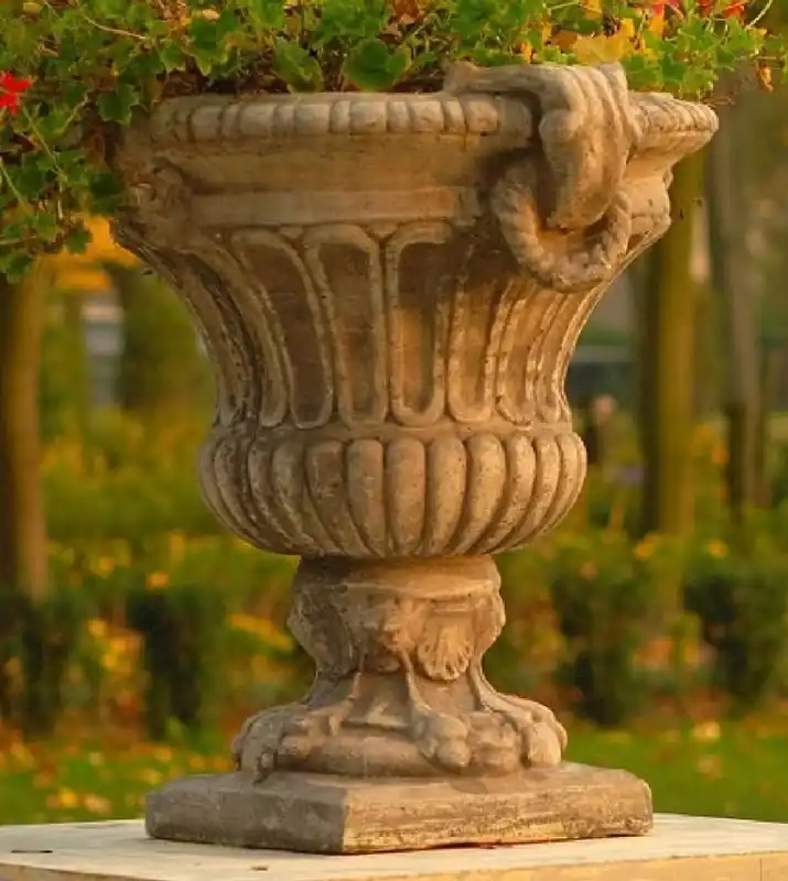 Casa Padrino baroque garden decorative flower pot dark gray 73 x 67 x H. 70 cm - Plant pot baroque style - Baroque garden decoration - Baroque terrace decoration - Baroque decoration accessories Billig