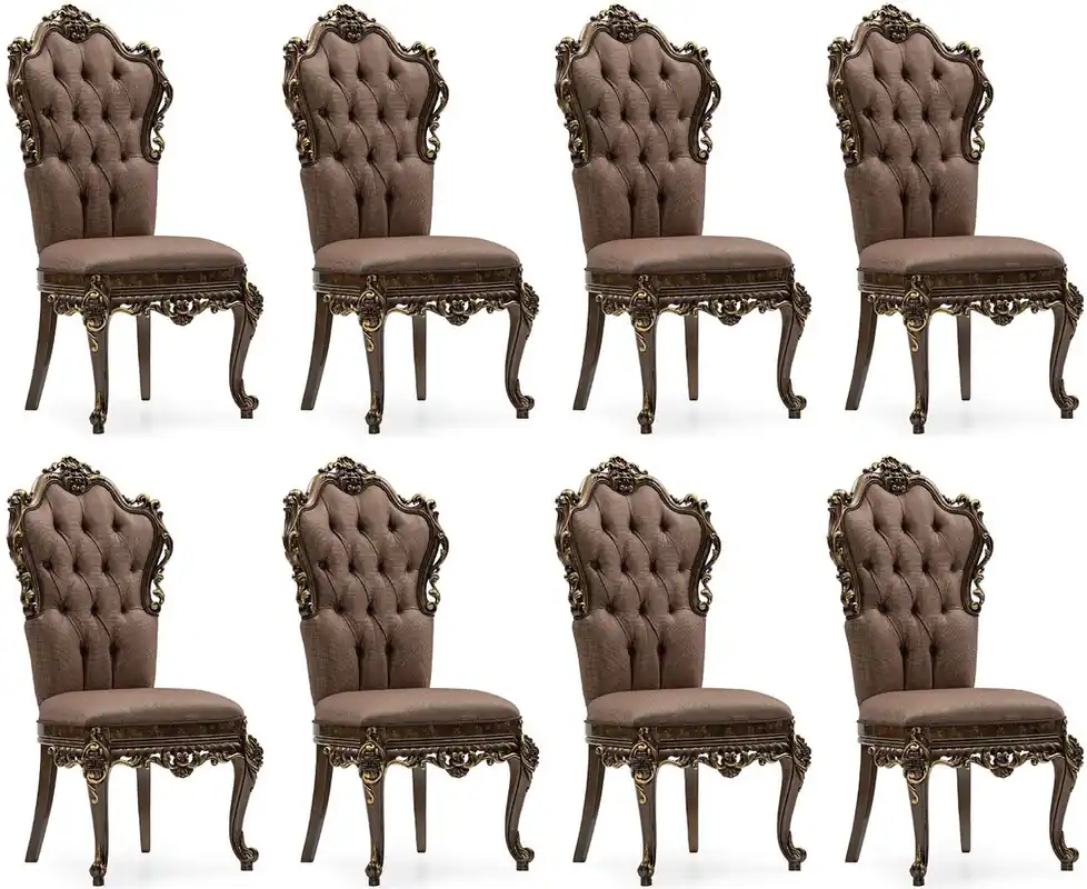 Top-Angebot Casa Padrino luxury baroque dining chair set of 8 gray / brown / gold - Magnificent baroque style kitchen chairs - Baroque dining room furniture - Luxury furniture baroque style