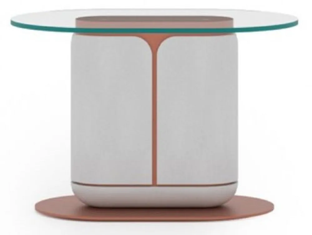 Casa Padrino luxury side table white / copper 60 x 40 x H. 40 cm - Oval table with glass top - Living room furniture - Hotel furniture - Luxury furniture Top-Angebot