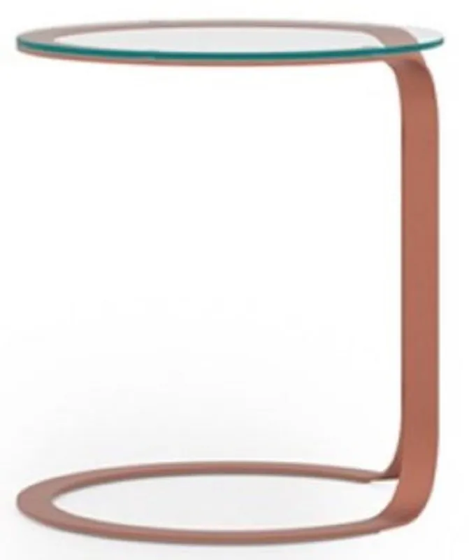 Neue Ware Casa Padrino luxury side table copper Ø 40 x H. 50 cm - Round table with glass top - Living room furniture - Hotel furniture - Luxury furniture