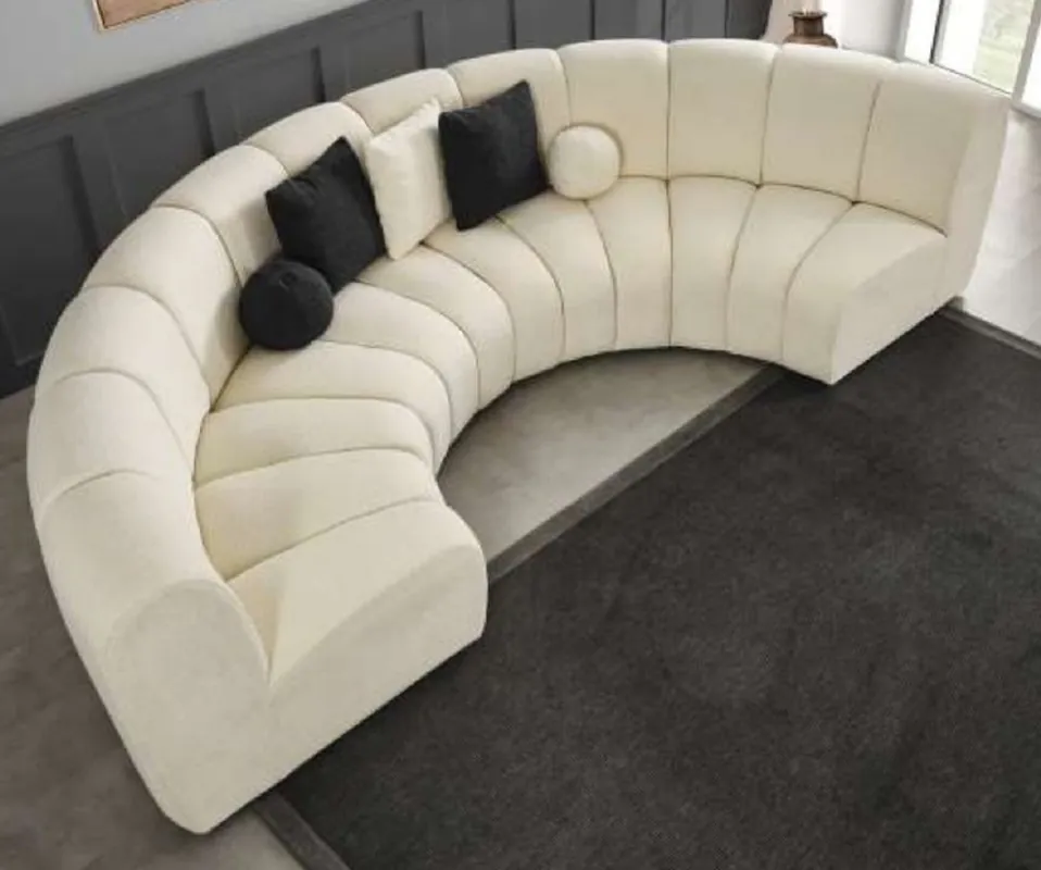 Expressversand Casa Padrino luxury sofa ivory 330 x 170 x H. 76 cm - Curved living room sofa - Semi circular sofa - Living room furniture - Hotel furniture - Luxury furniture - Luxury furnishings