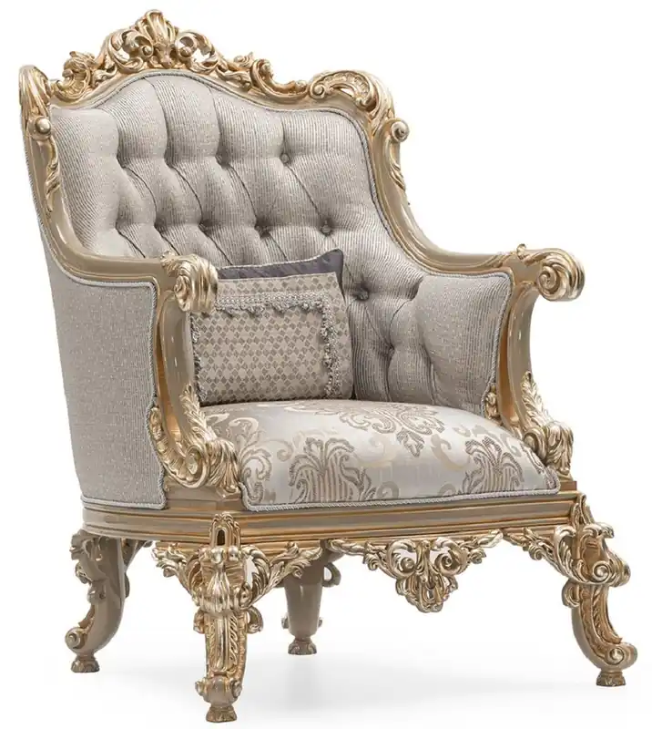 Beliebt Casa Padrino luxury baroque living room armchair silver / gray / gold - Handmade baroque style armchair with decorative pillow - Luxury living room furniture in baroque style - Baroque furniture