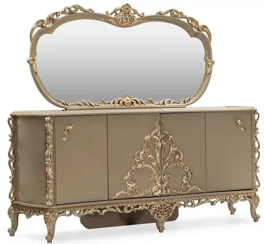 Casa Padrino luxury baroque sideboard with mirror gray / gold - Luxury furniture in baroque style - Baroque furniture - Baroque furnishings - Noble & Magnificent Sofort Bestellen