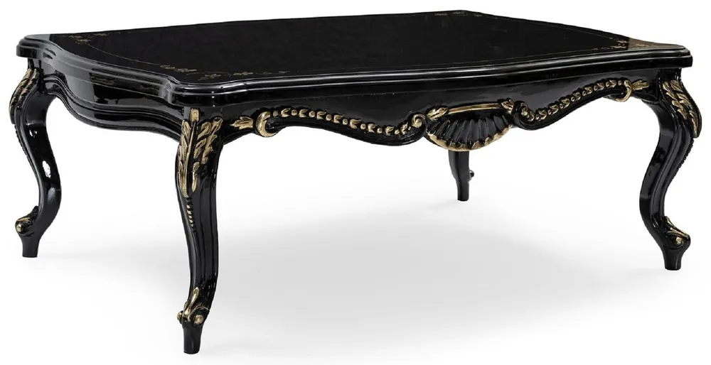 Online Kaufen Casa Padrino luxury baroque coffee table black / gold - Handmade solid wood living room table in baroque style - Living room furniture in baroque style - Baroque furniture