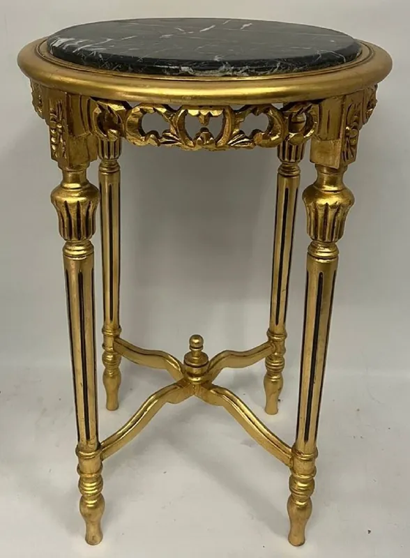 Casa Padrino baroque side table gold / black - Handmade antique style solid wood table with marble top - Living room furniture in baroque style - Antique style furniture - Baroque furniture Neue Ware