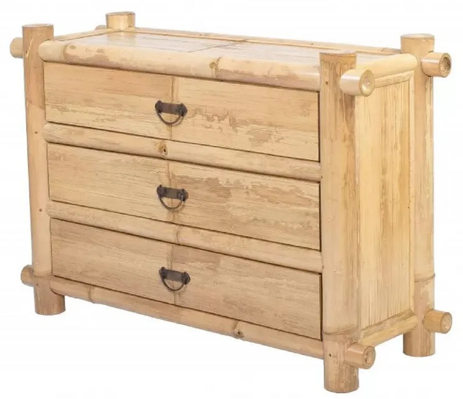 Ausverkauf Casa Padrino luxury bamboo dresser with 3 drawers natural 120 x 40 x H. 80 cm - Bedroom chest of drawers - Bedroom furniture - Bamboo furniture - Luxury furniture - Luxury furnishings