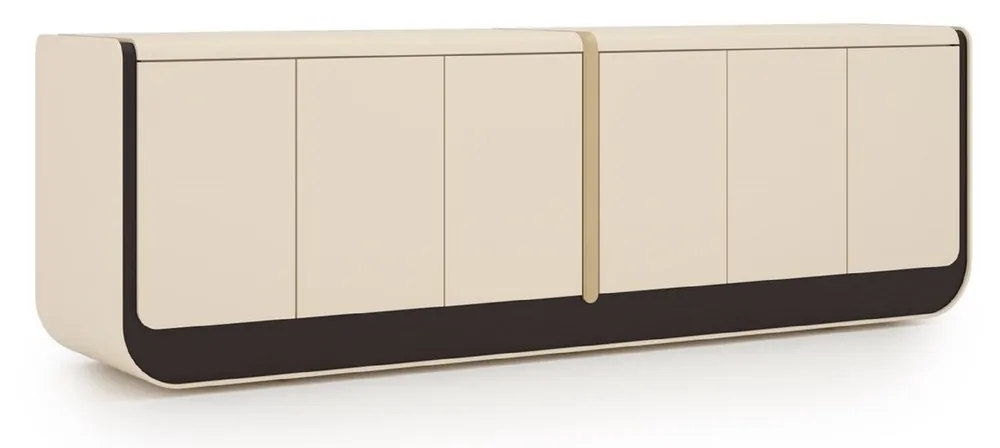 Casa Padrino luxury sideboard cream / black / beige 260 x 60 x H. 75 cm - Solid wood cabinet with 6 doors - Dining room furniture - Luxury furniture - Luxury furnishings Abverkauf