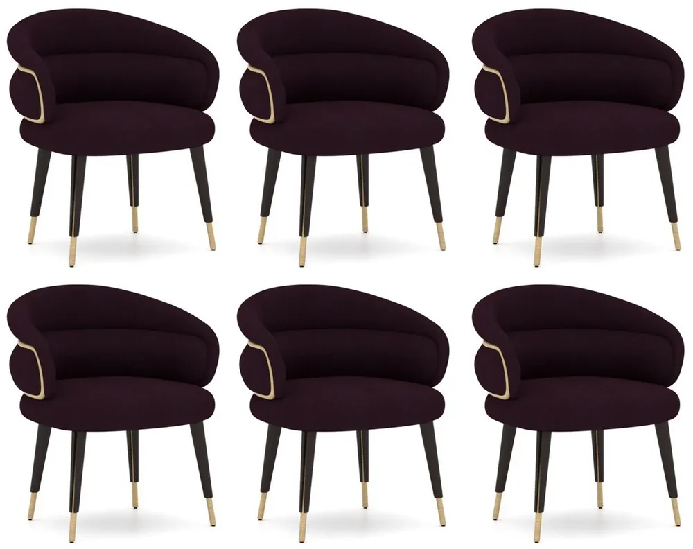 Aktuell Casa Padrino Luxury Dining Chair Set of 6 Purple / Black / Beige - Kitchen Chairs with Armrests - Dining Room Furniture - Restaurant Furniture - Hotel Furniture - Luxury Furniture