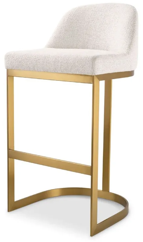 Casa Padrino luxury bar chair cream white / brass 51.5 x 47 x H. 91 cm - Upholstered stainless steel bar stool - Bar furniture - Luxury furniture - Luxury quality Preisknaller