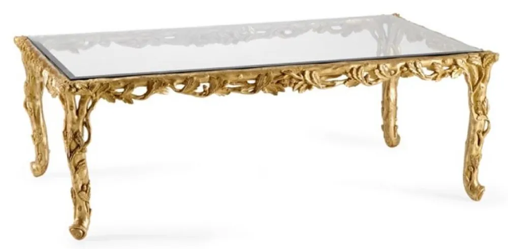 Aktuell Casa Padrino luxury baroque coffee table with glass top gold - Magnificent solid wood living room table in baroque style - Baroque Furniture - Noble & Magnificent - Luxury Quality - Made in Italy